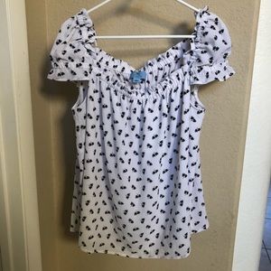 Cece dandelion flower peasant top
